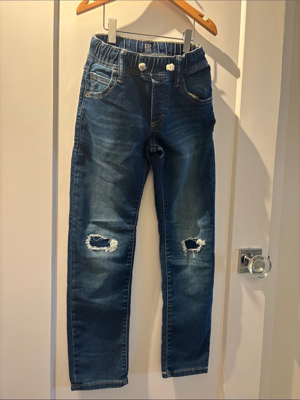 GAP Slim Distressed Mid-Dark Blue Jeans